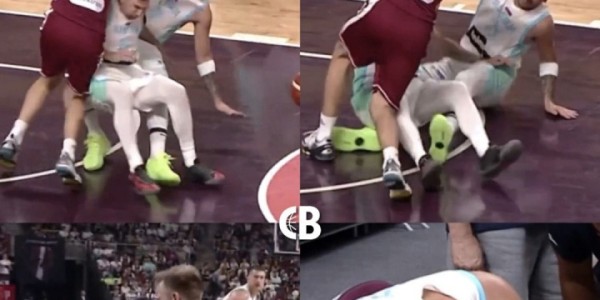 被队友压倒在地！Stein：东契奇右膝挫伤 并不严重